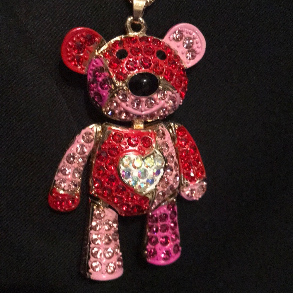 Valentines Day!!  Colorful teddy bear necklace 3 AVAILABLE - Picture 3 of 7